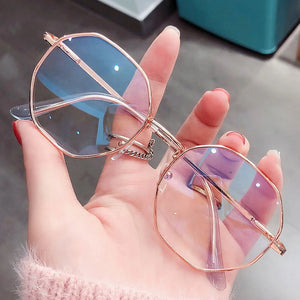 Women Polygon Frame Tansparent Glasses Trend Ultra-Light Anti-blue Light Glasses Flat Mirror Computer Eyeglasses 2024