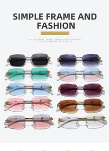 New Rimless Sunglasses Women Ocean Lenses Sun Glasses American Frameless Eyeglasses UV400 Shade Eyewear Oculos