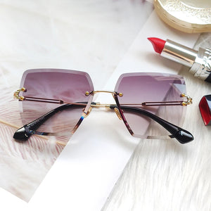 Square Rimless Sunglasses Women 2020 Summer Red Sun Glasses Frameless Luxury Brand Eyeglasses for Men UV400 Zonnebril