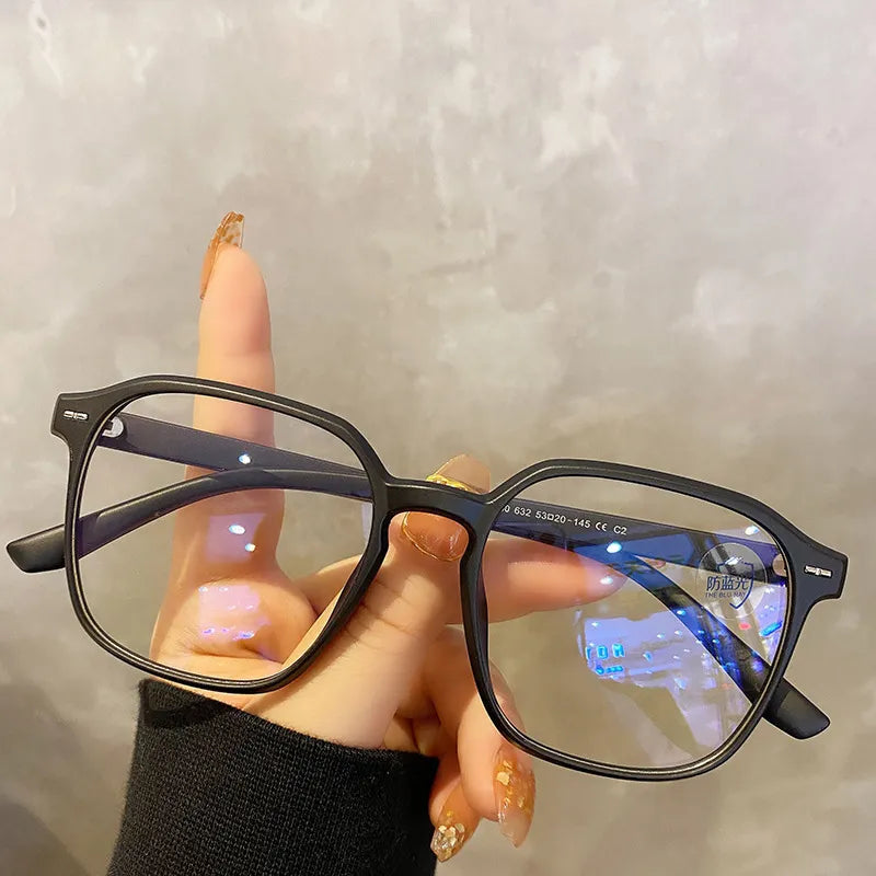 Square polygon Frame Plain glasses blue membrane Glasses all can match Men Women  glasses lenses Blocking Glasses Eyewear