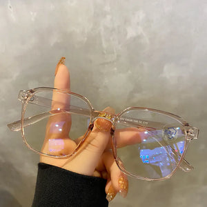 Square polygon Frame Plain glasses blue membrane Glasses all can match Men Women  glasses lenses Blocking Glasses Eyewear