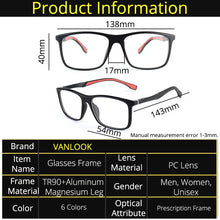 Carica l&#39;immagine nel visualizzatore di Gallery, TR90 Sport Eyeglasses Big Vision Men Women Aluminum Magnesium Optical Spectacle For Prescription Glasses Frame Myopia Reading