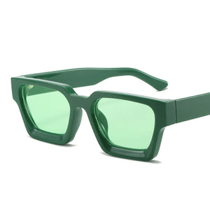 Thick Frame Small Square Sunglasses For Men Women Retro Unisex Rectangle Green Sun glasses Shades Luxury Brand Female