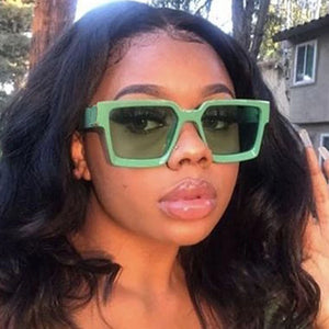 Thick Frame Small Square Sunglasses For Men Women Retro Unisex Rectangle Green Sun glasses Shades Luxury Brand Female