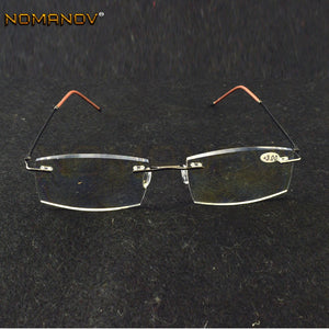 Titanium Frame Ultra Light Memory Grey Frame Coating Lenses Men Women Rimless Reading Glasses  0.75  1  1.5  1.75  2  2.25 To  4