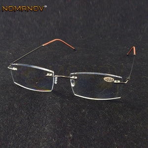 Titanium Frame Ultra Light Memory Grey Frame Coating Lenses Men Women Rimless Reading Glasses  0.75  1  1.5  1.75  2  2.25 To  4