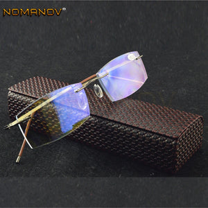 Titanium Frame Ultra Light Memory Grey Frame Coating Lenses Men Women Rimless Reading Glasses  0.75  1  1.5  1.75  2  2.25 To  4