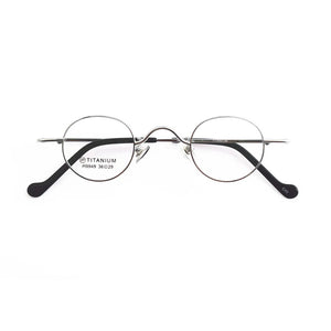 Titanium Glasses Super Small Oval Full Rim Eyeglass Frames Men Women Optical Prescription Lightweight Earwear