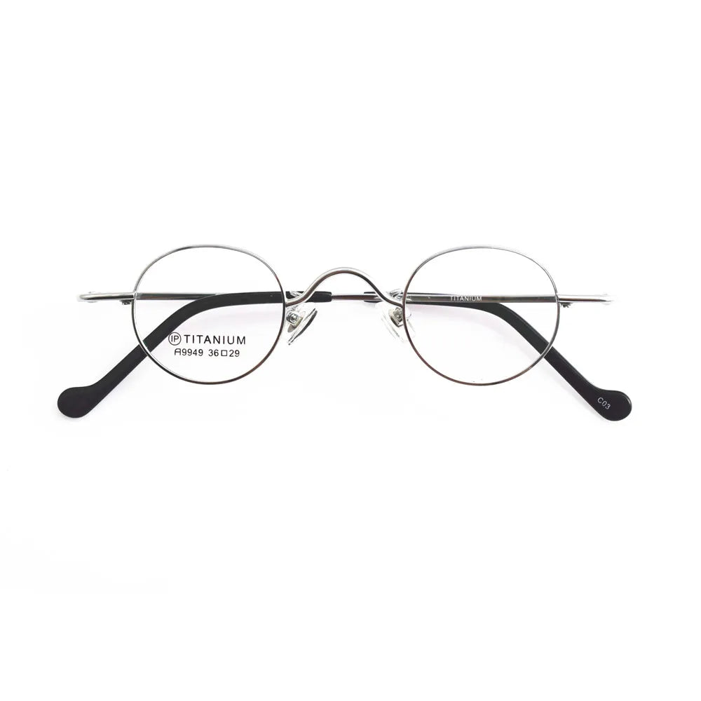 Titanium Glasses Super Small Oval Full Rim Eyeglass Frames Men Women Optical Prescription Lightweight Earwear