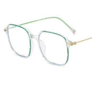 Transparent blue light blocking glasses men Women Oversized Square Frame Myopia Reading   eyeglasses alloy frame