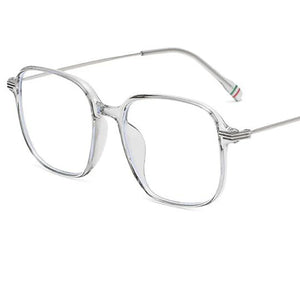 Transparent blue light blocking glasses men Women Oversized Square Frame Myopia Reading   eyeglasses alloy frame