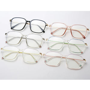 Transparent blue light blocking glasses men Women Oversized Square Frame Myopia Reading   eyeglasses alloy frame