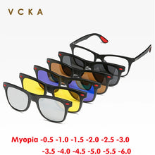 Carica l&#39;immagine nel visualizzatore di Gallery, VCKA 2024 NEW Men Women Polarized Myopia Sunglasses Optical 6 In 1  Magnetic Clip Prescription Custom Glasses Frame -0.5 TO -6.0