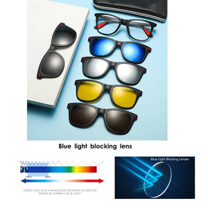 VCKA 2024 NEW Men Women Polarized Myopia Sunglasses Optical 6 In 1  Magnetic Clip Prescription Custom Glasses Frame -0.5 TO -6.0