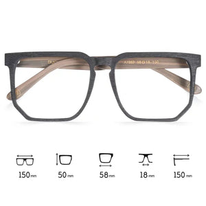 Vazrobe Oversized Eyeglasses Frames Male Wooden glasses men spring hinge big large wide face square spectacles for prescription