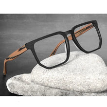 Load image into Gallery viewer, Vazrobe Oversized Eyeglasses Frames Male Wooden glasses men spring hinge big large wide face square spectacles for prescription