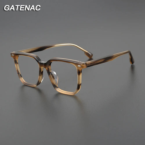 Vintage Acetate Glasses Frame Men Retro Designer Square Prescription Myopia Eyeglasses Frame Women     Brand Eyewear