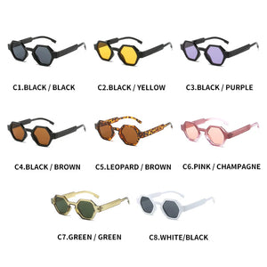 Vintage Polygon Sunglasses Women Trend Square Clear Small Frame Sun Glasses Ladies UV400 Gafas De Sol