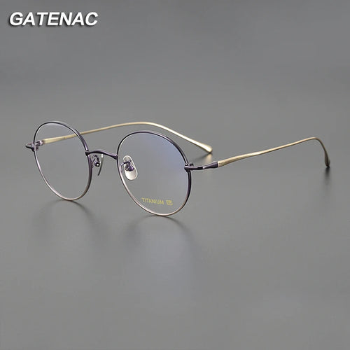 Vintage Pure Titanium Round Eyeglasses Frame Men   Prescription Myopia Glasses Frame Women Retro   Brand Eyewear