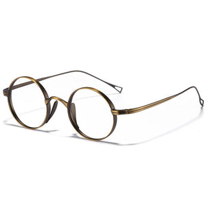 Vintage Ultralight Titanium Round Eyeglasses Nearsight Eyewear Frame Black Gold Silver Spectacles