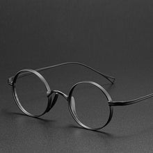 Carica l&#39;immagine nel visualizzatore di Gallery, Vintage Ultralight Titanium Round Eyeglasses Nearsight Eyewear Frame Black Gold Silver Spectacles