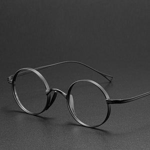 Vintage Ultralight Titanium Round Eyeglasses Nearsight Eyewear Frame Black Gold Silver Spectacles