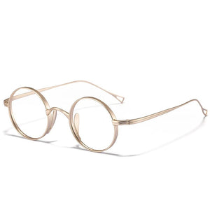 Vintage Ultralight Titanium Round Eyeglasses Nearsight Eyewear Frame Black Gold Silver Spectacles