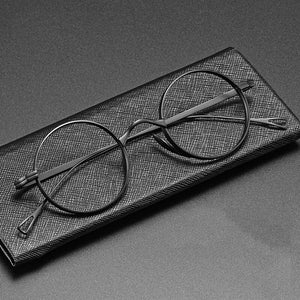 Vintage Ultralight Titanium Round Eyeglasses Nearsight Eyewear Frame Black Gold Silver Spectacles