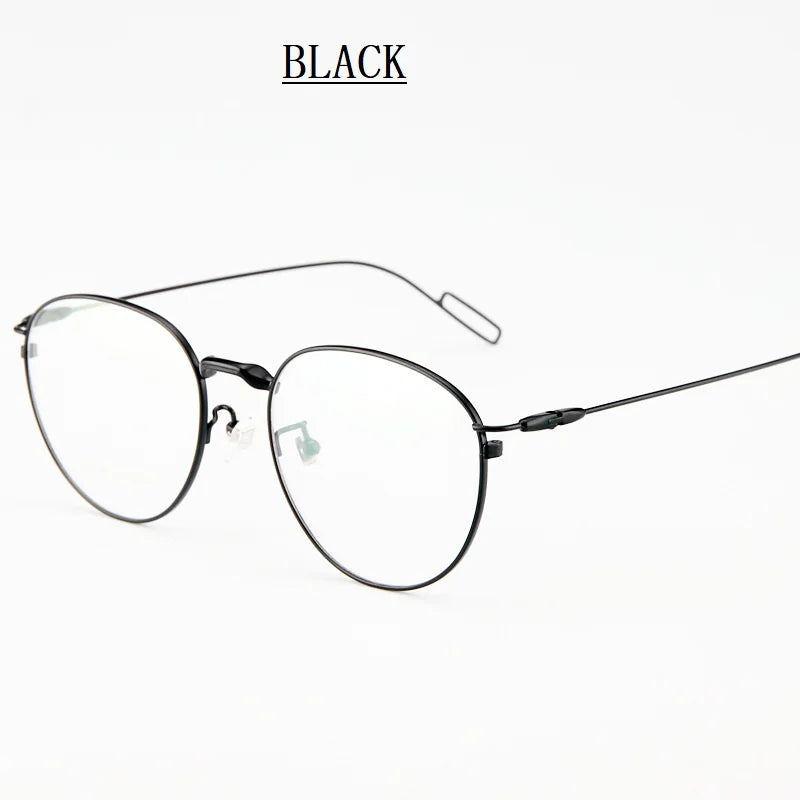 Width-140 Women Titanium Eyeglasses Frames Eyewear Men ultra light retro  thin Whole Temple optical prescription Glasses