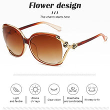 Carica l&#39;immagine nel visualizzatore di Gallery, Women Large Frame Camellia Sunglasses New European and American Metal Designer Sunglasses Woman Trend Glasses