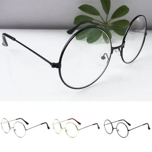 Women Men Vintage Retro Metal Frames Clear Lens Glasses Eyewear Big Round Circle Glasses