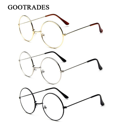 Women Men Vintage Retro Metal Frames Clear Lens Glasses Eyewear Big Round Circle Glasses