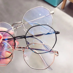 Women Polygon Frame Tansparent Glasses Trend Ultra-Light Anti-blue Light Glasses Flat Mirror Computer Eyeglasses 2024