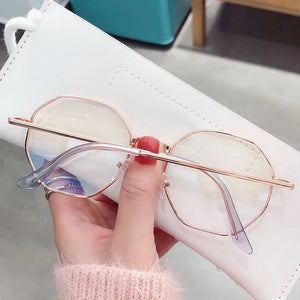 Women Polygon Frame Tansparent Glasses Trend Ultra-Light Anti-blue Light Glasses Flat Mirror Computer Eyeglasses 2024