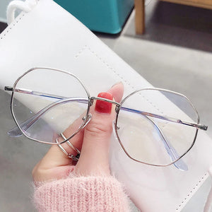 Women Polygon Frame Tansparent Glasses Trend Ultra-Light Anti-blue Light Glasses Flat Mirror Computer Eyeglasses 2024