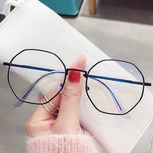 Women Polygon Frame Tansparent Glasses Trend Ultra-Light Anti-blue Light Glasses Flat Mirror Computer Eyeglasses 2024