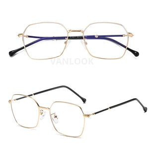 Women's Anti Blue Ray Computer Glasses Men Blue Light Protective Blocking Eyeglasses Metal Polygon Optical Spectacle Frame UV400