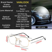 Load image into Gallery viewer, Women&#39;s Anti Blue Ray Computer Glasses Men Blue Light Protective Blocking Eyeglasses Metal Polygon Optical Spectacle Frame UV400