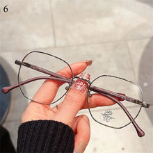 Carica l&#39;immagine nel visualizzatore di Gallery, Wood Grain Metal Frame Glasses Retro Vision Care Big Frame Flat Mirror Eyewear Ultra-light Eyeglasses Women Men