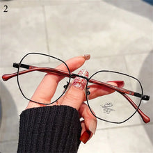 Carica l&#39;immagine nel visualizzatore di Gallery, Wood Grain Metal Frame Glasses Retro Vision Care Big Frame Flat Mirror Eyewear Ultra-light Eyeglasses Women Men