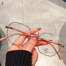 Carica l&#39;immagine nel visualizzatore di Gallery, Wood Grain Metal Frame Glasses Retro Vision Care Big Frame Flat Mirror Eyewear Ultra-light Eyeglasses Women Men