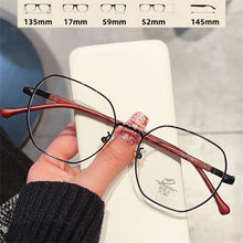 Carica l&#39;immagine nel visualizzatore di Gallery, Wood Grain Metal Frame Glasses Retro Vision Care Big Frame Flat Mirror Eyewear Ultra-light Eyeglasses Women Men