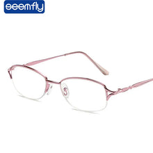 Load image into Gallery viewer, seemfly Anti-blue light Half Frame Women Classic Reading Glasses Elegant Light Pink Far sighted Eyewear For Female +1.0 to +4.0