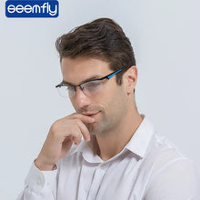 Load image into Gallery viewer, seemfly Half Frame Reading Eyeglasses Men Computer Reader Retro Clear Lens Goggle Women Hyperopia Far Glasses With +1.0 to 4.0