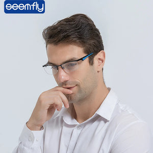 seemfly Half Frame Reading Eyeglasses Men Computer Reader Retro Clear Lens Goggle Women Hyperopia Far Glasses With +1.0 to 4.0