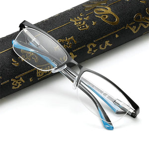 seemfly Half Frame Reading Eyeglasses Men Computer Reader Retro Clear Lens Goggle Women Hyperopia Far Glasses With +1.0 to 4.0