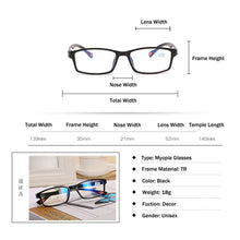 Load image into Gallery viewer, seemfly Ultralight Myopia Glasses Optical Frame Men Women TR90 Square Myopic Eyeglasses With Diopter -1.0 -1.5 -2.0 -2.5 -3 -3.5