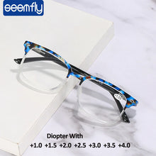 Carica l&#39;immagine nel visualizzatore di Gallery, seemfly Women Men Comfortable Reading Glasses Classic Square Presbyopia Eyeglasses Far sight Glasses Frame Diopter +1.0 to +4.0