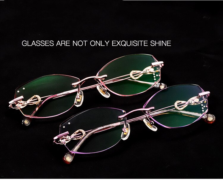 0~ 4 50 Prescription Glasses Women Rimless Eyeglasses Customized Myo Cinily