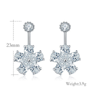 2018 New Fashion jewelry 925 silver Needle Hollow Carved Earrings Female Crystal from Swarovski Woman Christmas gift